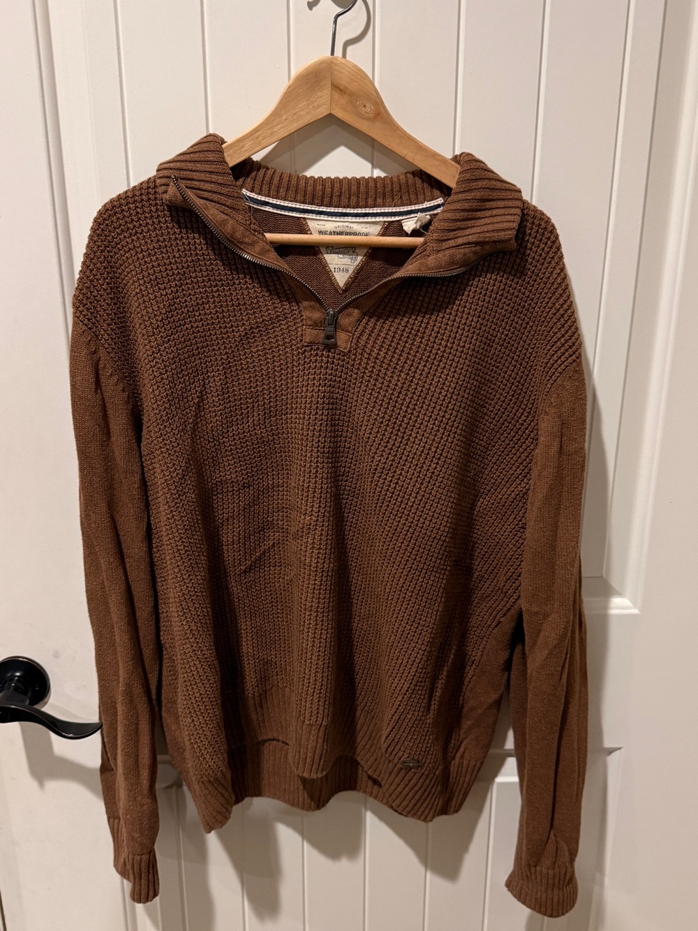 Weatherproof Men's Brown Zip-Collar Knit Sweater